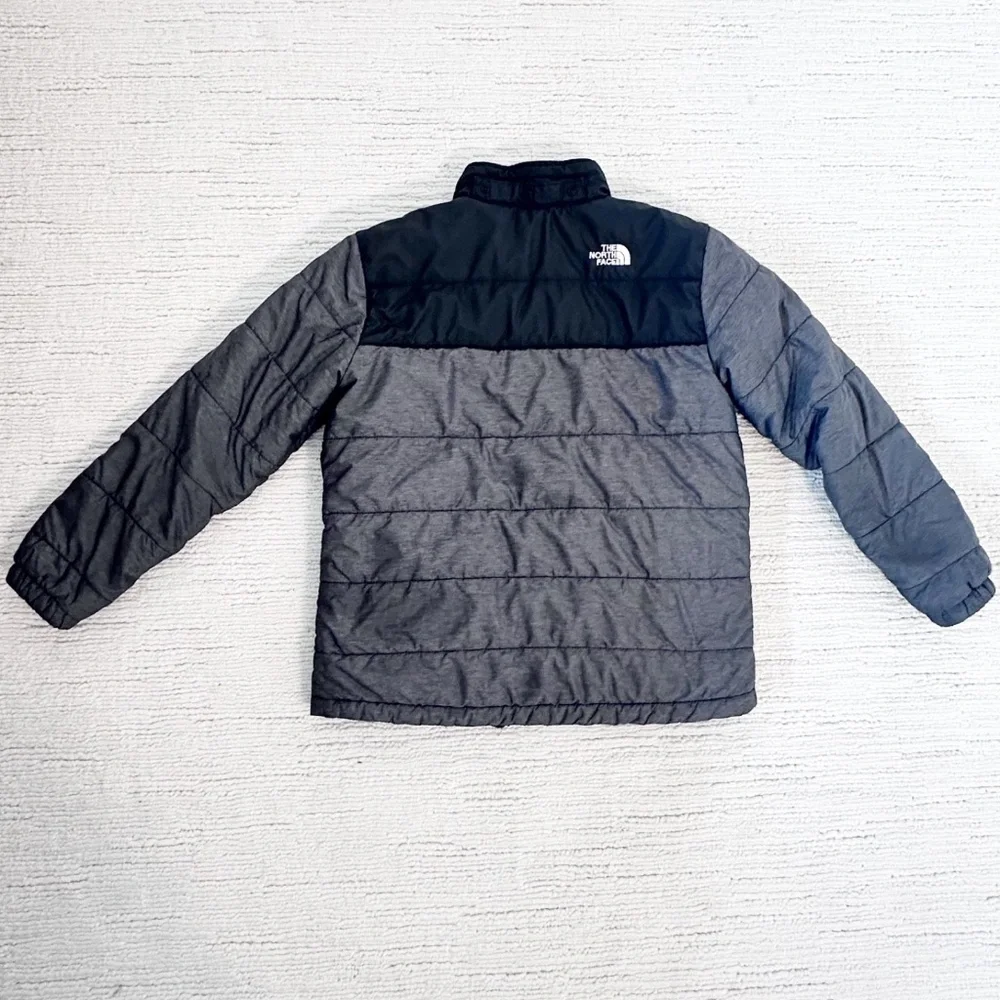 THE NORTH FACE Mount Chimbo Youth Boy L Black/Gray Reversible Jacket Puffer Cozy
